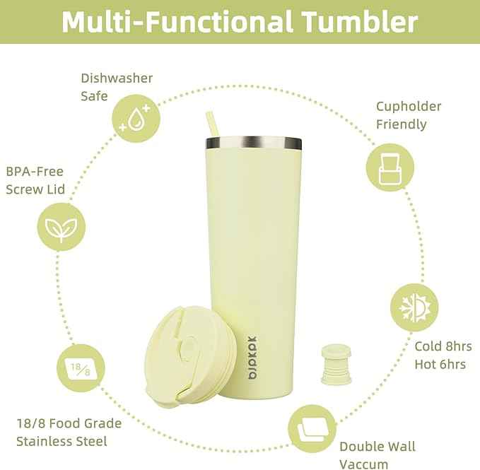 BJPKPK 30oz Insulated Tumbler With lid And Straw Stainless Steel Tumblers Travel Coffee Mug Reusable Thermal Cup,Macaron Green