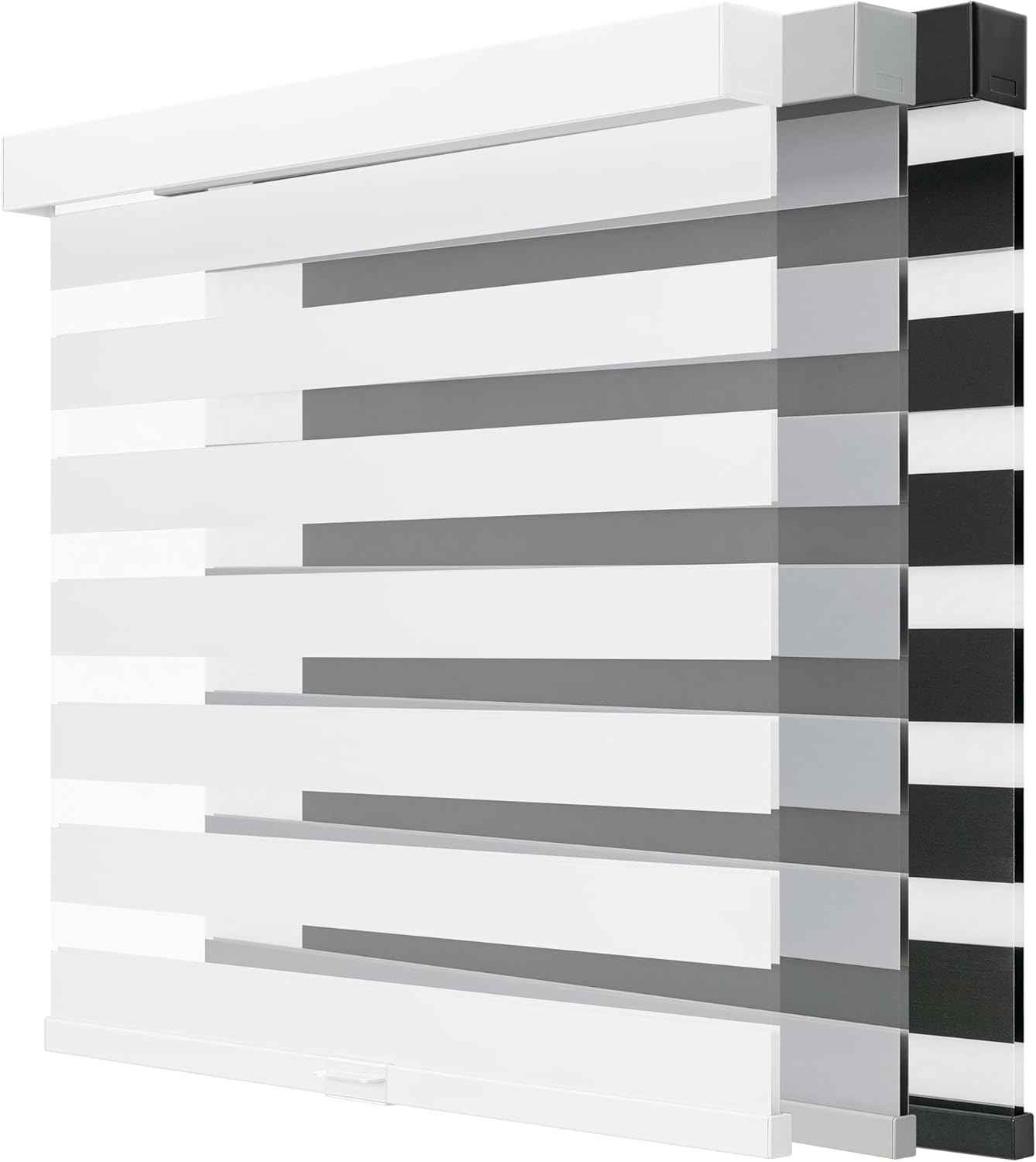 Cordless Zebra Blinds for Windows, Free-Stop Zebra Window Blinds, Dual Layer Light Filtering for Privacy, Easy Install Zebra Shades for Indoor Windows(White,35" W x 72 "H)