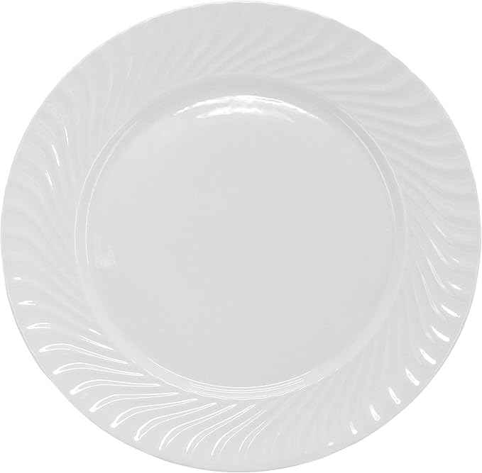 Elama Julia 16 Piece Scalloped Double Bowl Porcelain White Dinnerware Set, Serveware, Tableware, Bowls, Plate Set (Julia)