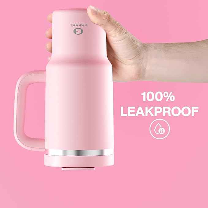 32 oz Tumbler with Handle and Straw: Stainless Steel Insulated Tumbler Keeps Cold for 24 Hours, Leakproof Travel Cup Fits in Cup Holder and BPA-Free, Cotton Candy