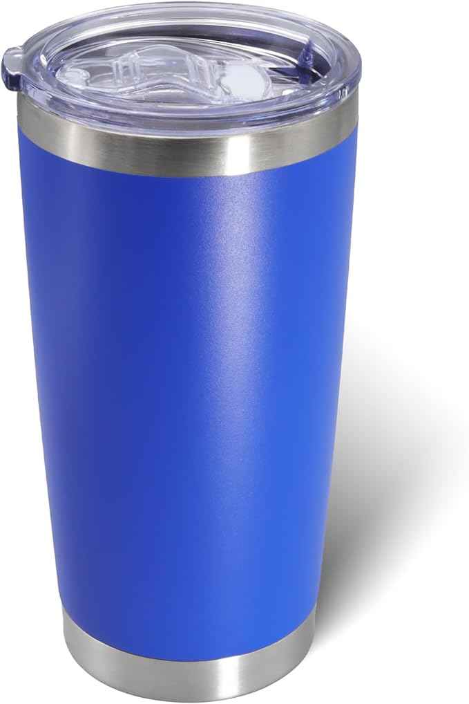 AIANJI 20oz Tumbler Bulk Stainless Steel Tumblers with Lid Vacuum Insulated Double Wall Travel Coffee Mug Powder Coated Tumbler Cup for Hot and Cold Drinks(Dark Blue, 1 pack)