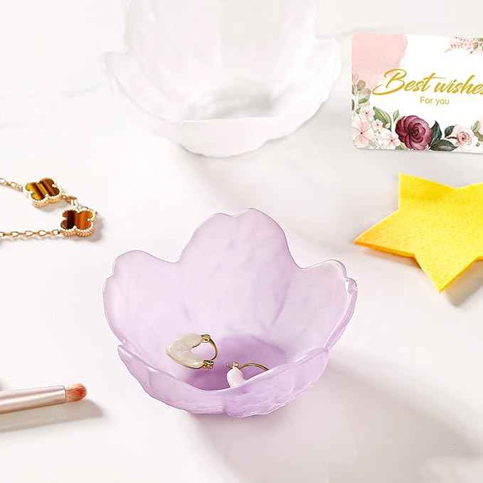 Gifts for Women Flower Jewelry Dish Ring Holder Jewelry Tray Vanity Organizer Room Decor Aesthetic Dorm Bathroom Decor Decorative Trinket Dish for Rings Earrings Necklaces Friendship Birthday Gifts