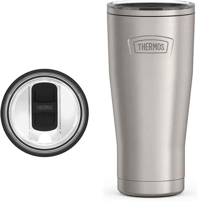 THERMOS ICON SERIES, Stainless Steel Cold Tumbler with Slide Lock, 24 Ounce, Matte Stainless Steel