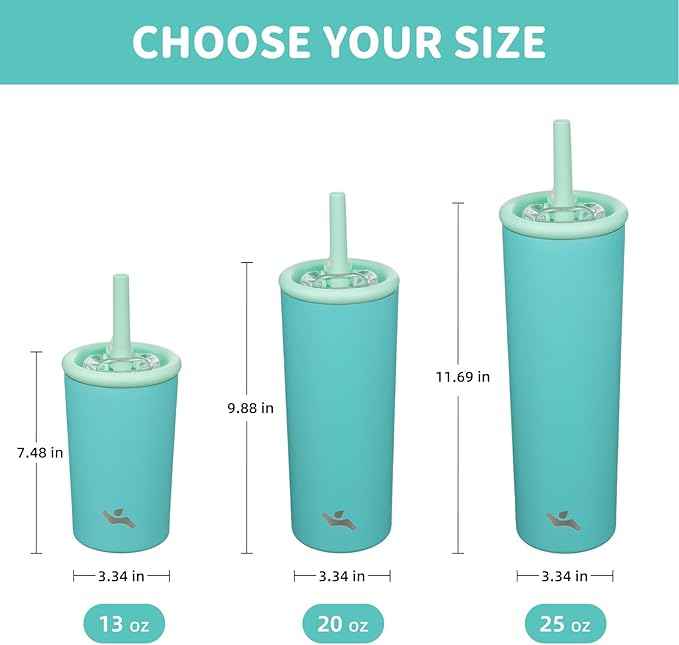 Konokyo 13oz Insulated Tumbler with Lid and Straw, Reusable Iced Coffee Cup with Lid, Travel Coffee Mug, BPA-Free, Leak-Proof and Durable, Turquoise