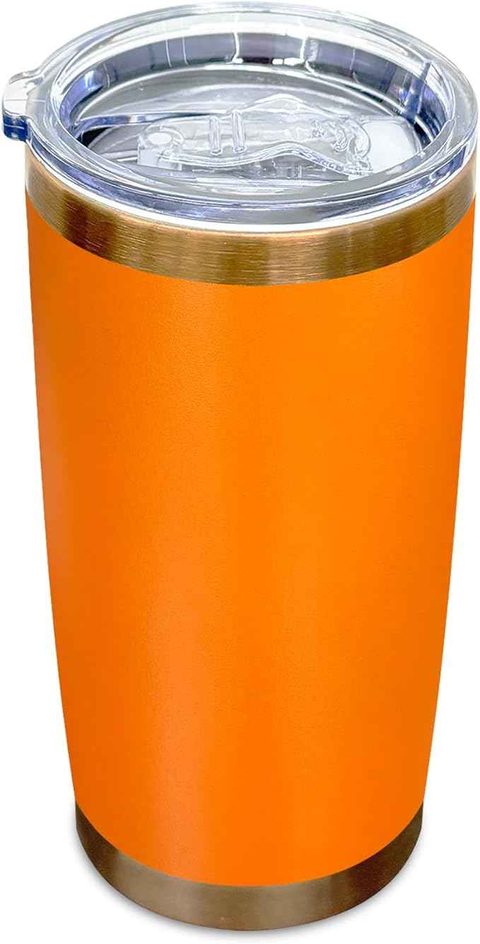20 oz Tumblers Stainless Steel Tumbler with Lid and Straw Insulated Copper Coffee Mug for Laser Graving 33oz Powder Coated Cup(Orange,1 pack)