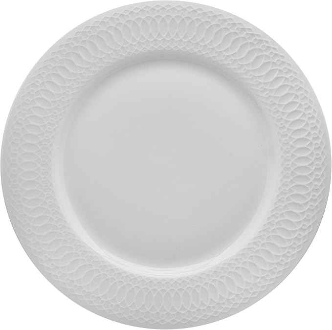 Mikasa Levi 40 Piece Bone China Dinnerware Set, Embossed Plates Bowls, Chip-Resistant, Lightweight, Elegant and Durable, Service for 8, White