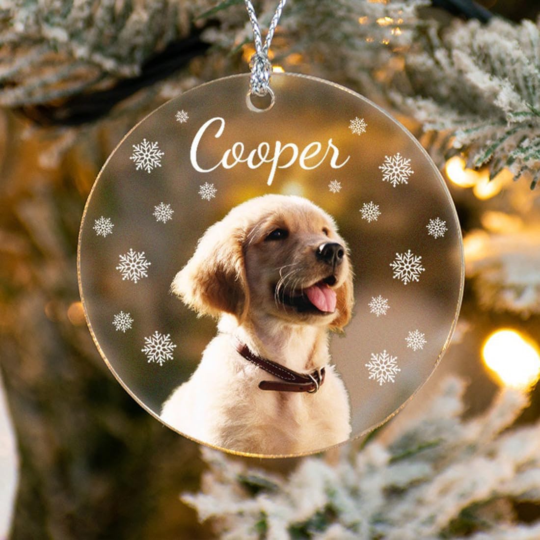 Personalized Dog Photo Ornament, Custom Pet Picture Ornament
