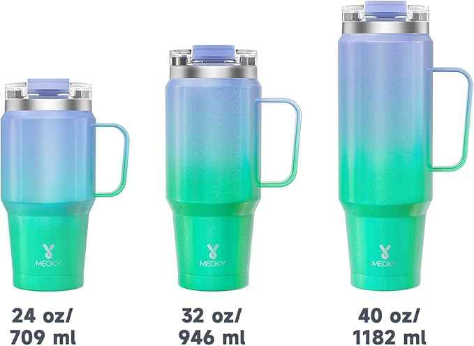 Meoky 32oz Tumbler with Handle, Stainless Steel Travel Mug with 2-in-1 Straw and Sip Lid, Vacuum Insulated Coffee Mug, 100% Leak Proof, Keeps Cold for 24 Hours or Hot for 8 Hours (Fairyland)