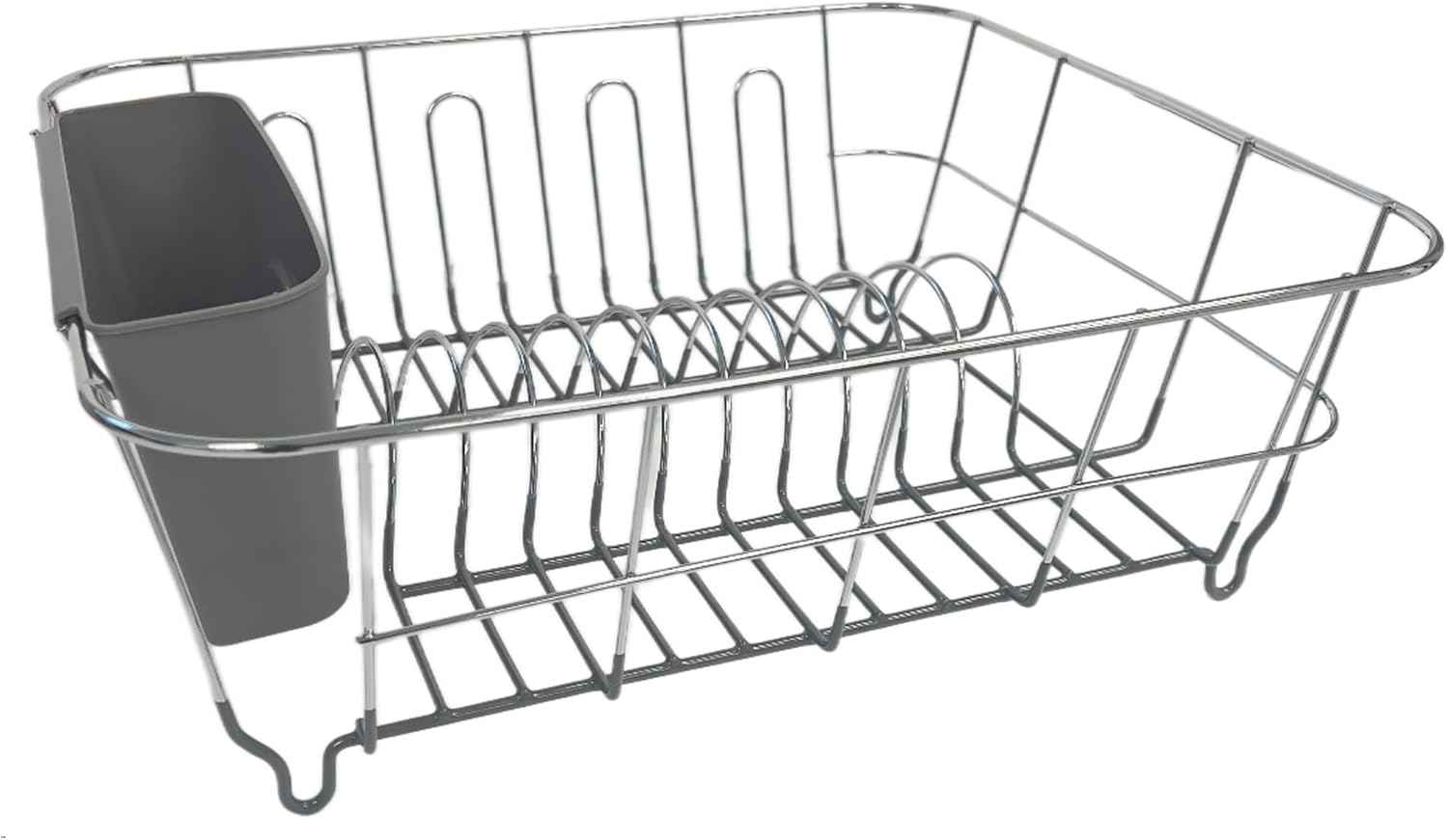 Dish Drying Rack & Cutlery Holder 2 Piece Set ✅ Compact Sink-Fitting Dish Drainer with Rubberized Undercoating ✅ Space-Saving Kitchen Organizer for Plates, Cups, Bowls & Utensils In Sink, Dark Gray
