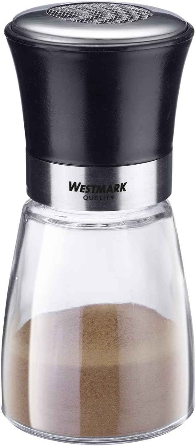 Westmark Icing Sugar Shaker, with Lid, Capacity: 190 ml, Glass/Stainless Steel/Plastic, Blacky, Transparent/Black/Silver, 69512260