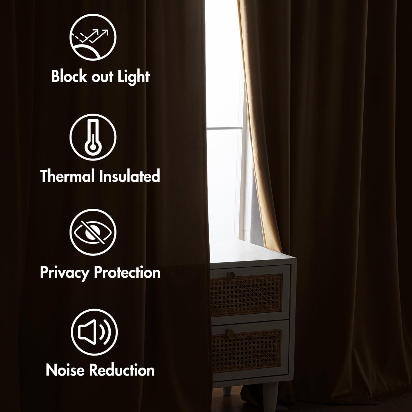 MIULEE Gold Velvet Curtains 84 inches 2 Panels - Luxury Room Darkening Window Drapes for Bedroom Living Room Thermal Insulated Super Soft Blackout, Back Tab Rod Pocket Pinch Pleated, W52 x L84