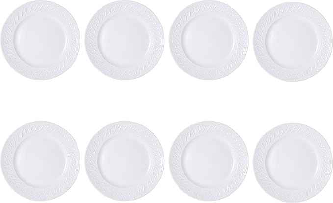 Pfaltzgraff Sylvia 32-Piece White Dinnerware Set, Service for 8, Durable Stoneware Plates, Bowls, and Mugs, Microwave and Dishwasher Safe