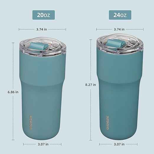 BJPKPK Insulated Tumbler with Lid,24oz Stainless Steel Tumbler,Double Wall Travel Coffee Mug Thermal cup,Keep Drinks Cold and Hot,Haze Blue
