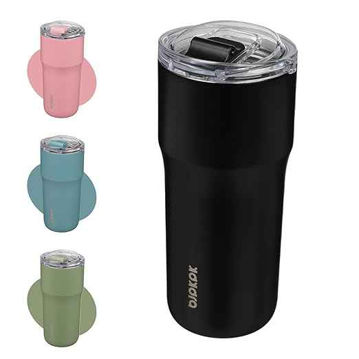 BJPKPK Insulated Tumbler with Lid,24oz Stainless Steel Tumbler,Double Wall Travel Coffee Mug Thermal cup,Keep Drinks Cold and Hot,Black