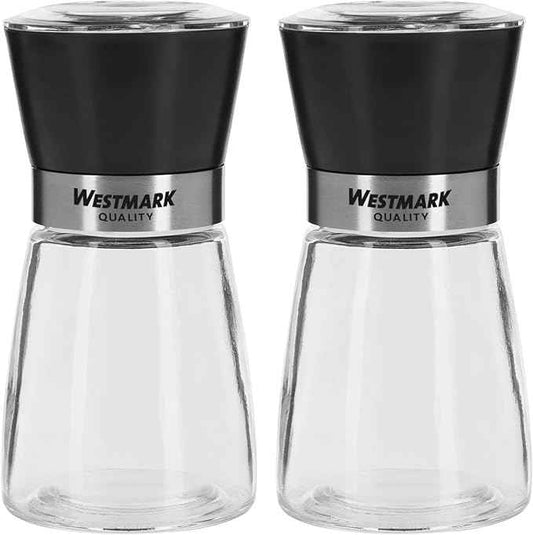 Westmark 63552260 Spice Mills Set, Glass, Stainless Steel, ABS, PE, PP, PS, Ceramic, blackY