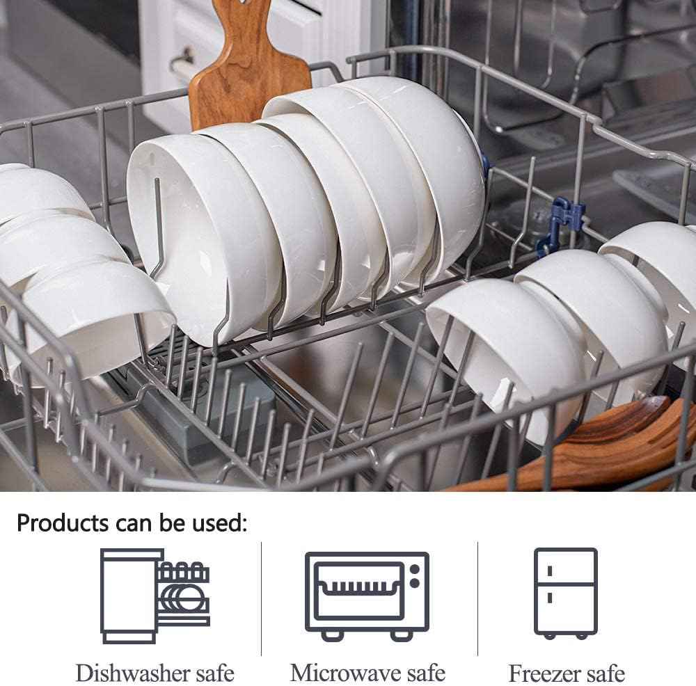 DELLING 30 Oz Porcelain Soup Bowls Set of 6 - Large White Ceramic Deep Serving Bowls for Kitchen, Pasta Salad Rice Oatmeal Cereal, Microwave Dishwasher Oven Safe, Stackable