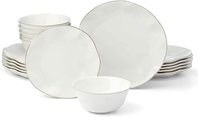 Lenox Dinnerware Sets, Blue Bay White 18-Piece Dinnerware Set, Service For 6, Porcelain Material, Dishwasher Safe, Microwave Safe, Bowls, Plates And Bowls, Dinner Dishes, Plates (White, 18 Piece)