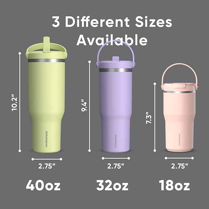 Hydrapeak Nomad 32 oz Tumbler with Handle and Straw Lid, Leakproof, Double Insulated, 32oz Cup, Stainless Steel | Grey Matter
