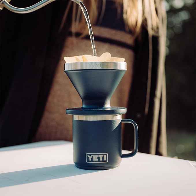 YETI Rambler 10 oz Ceramic Lined Stackable Mug, Vacuum Insulated, Stainless Steel with MagSlider Lid, Black