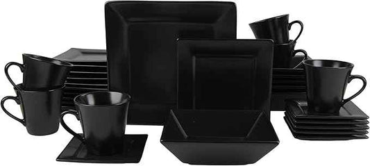 10 Strawberry Street Nova Square 30 pc Dinnerware Set, Matte Black