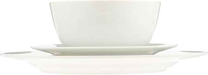 Amazon Basics Porcelain Dinnerware Set, Microwave and Dishwasher Safe, Service for 6, 18-Piece, Plates, Bowls, White