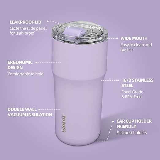 BJPKPK Insulated Tumbler,20oz Stainless Steel Tumbler with lid,Double Wall Travel Coffee Mug Thermal Cup,Keep Drinks Cold and Hot,Lavender