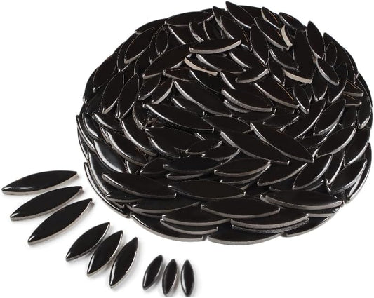 VerzTile Mosaic Tiles for Crafts - Petal Shaped Ceramic Tile Craft Hobbies & Art Projects 39 Color Options Endless Creativity DIY Design (Black)