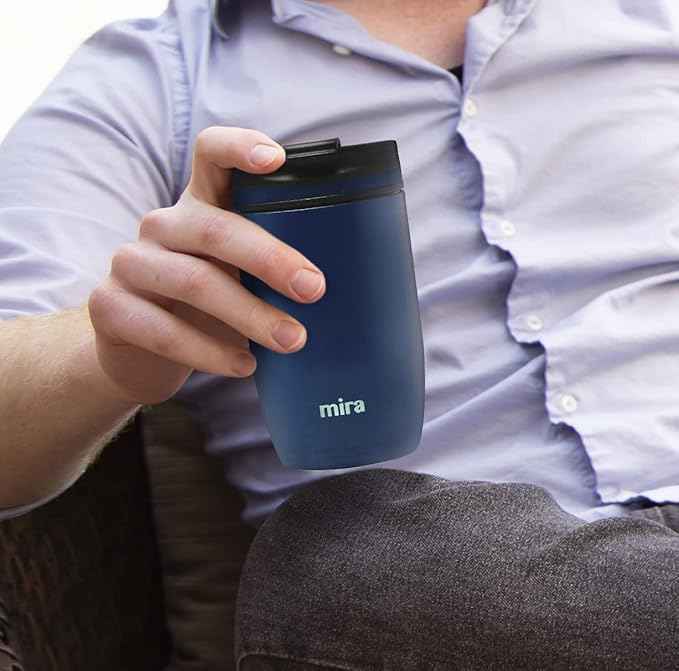 MIRA 12 oz Travel Coffee Mug - Insulated Stainless Steel Tumbler with Screw Lid - French Granite