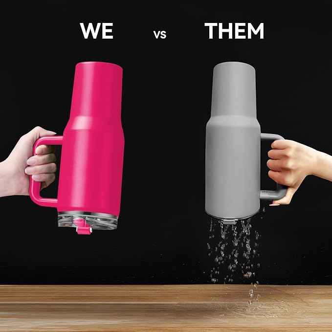 Gpeng 30 oz Tumbler with Handle, Water Bottles with Straw Lid, Insulated Stainless Steel Travel Mug Cup Holder Friendly, Keep Drinks Cold or Hot for Hours