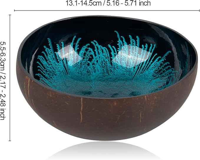 ChezMax Natural Coconut Bowl With Mother of Pearl Inlaid Shell - Key Holder for Entryway Table, Candy Container, Nuts and Dry Snacks Storage - Round Handcrafted Decoration
