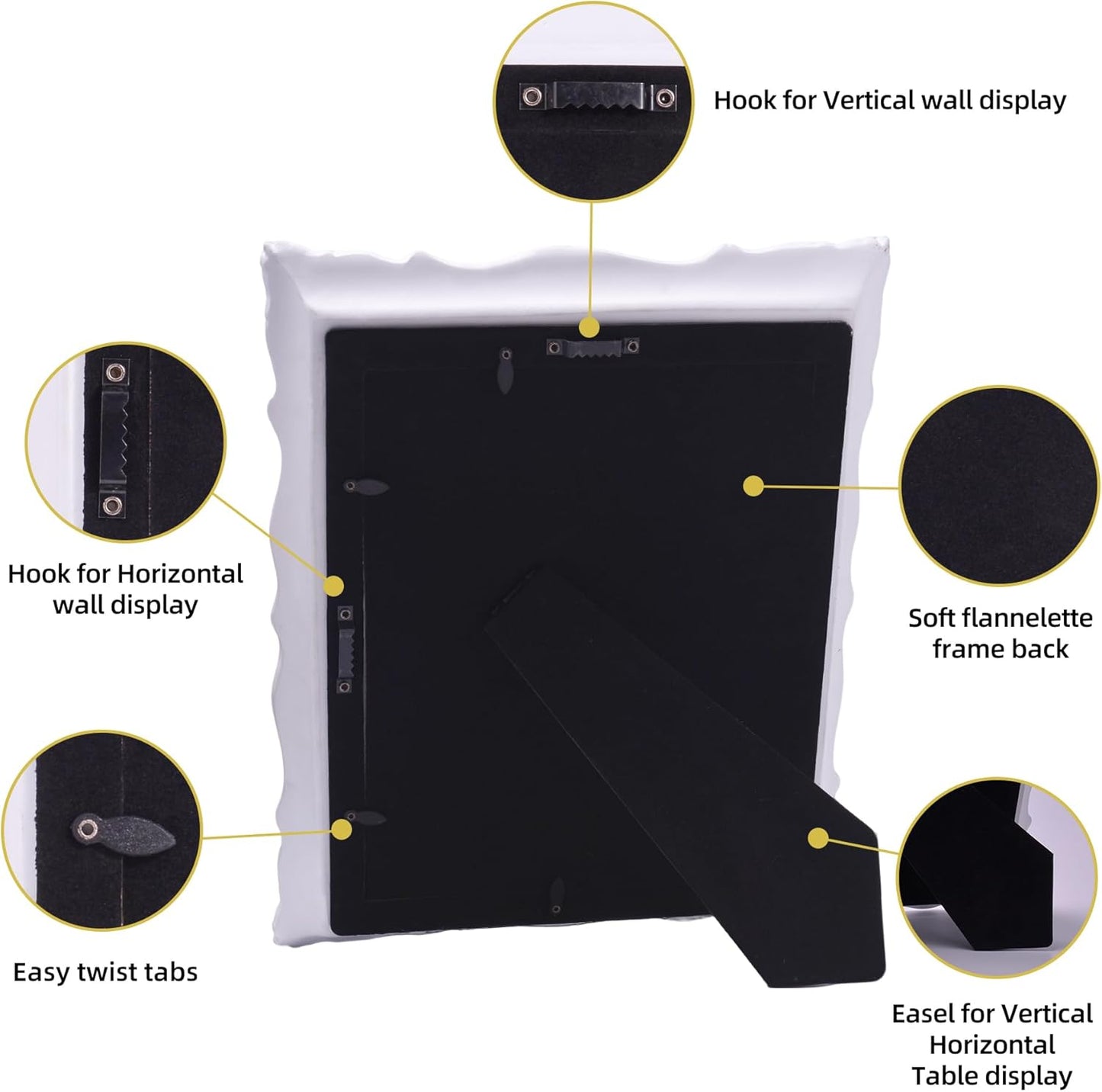 8x10 Vintage Picture Frame with Embossed Flower Design, White Ornate Frame for 8x10 or 5x7 Pictures with White Mat, Hand-Crafted Resin Antique Frames for Tabletop & Wall Hanging, Home Decor (White)