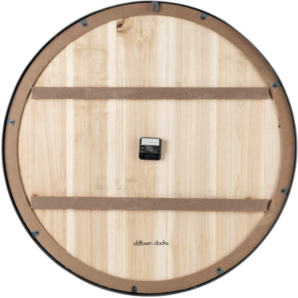 Oldtown Farmhouse Metal & Solid Wood Noiseless Wall Clock (Whitewash, 36-inch)