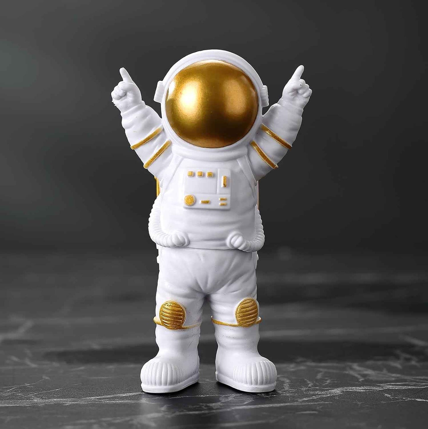 4 Pcs Gold White Astronaut Statues Set of 4, Spaceman Sculpture Figurines Outer Space Theme Decor for Nursery Room Topper (4, Golden)