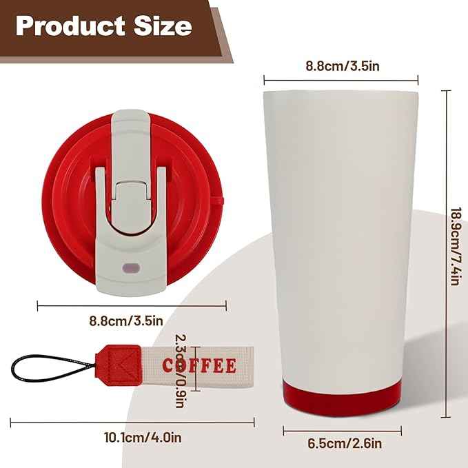 Insulated Coffee Tumbler 17.9oz 530ml Travel Coffee Mug 316 Stainless Steel Dual Drink Openings Leakproof Lid Reusable Insulated Coffee Mug Hot and Cold Ideal Travel Mug for Coffee Lover Daily