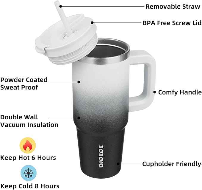 BJPKPK 30 oz Insulated Tumbler With Lid And Straw Stainless Steel Tumblers Cup With Handle For Women And Men,Day And Night