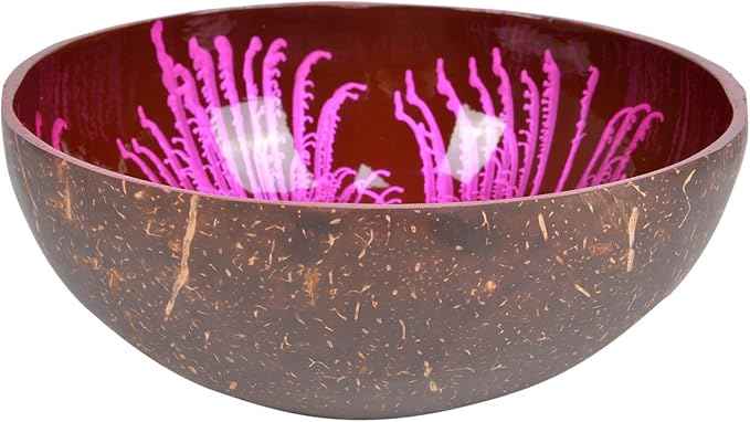 ChezMax Natural Coconut Bowl Mother of Pearl Inlaid Shell Bowls Key Bowl for Entryway Table Candy Container Nuts Holder Fruits & Dry Snack Storage Bowl Round Handcrafted Bowl for Decoration
