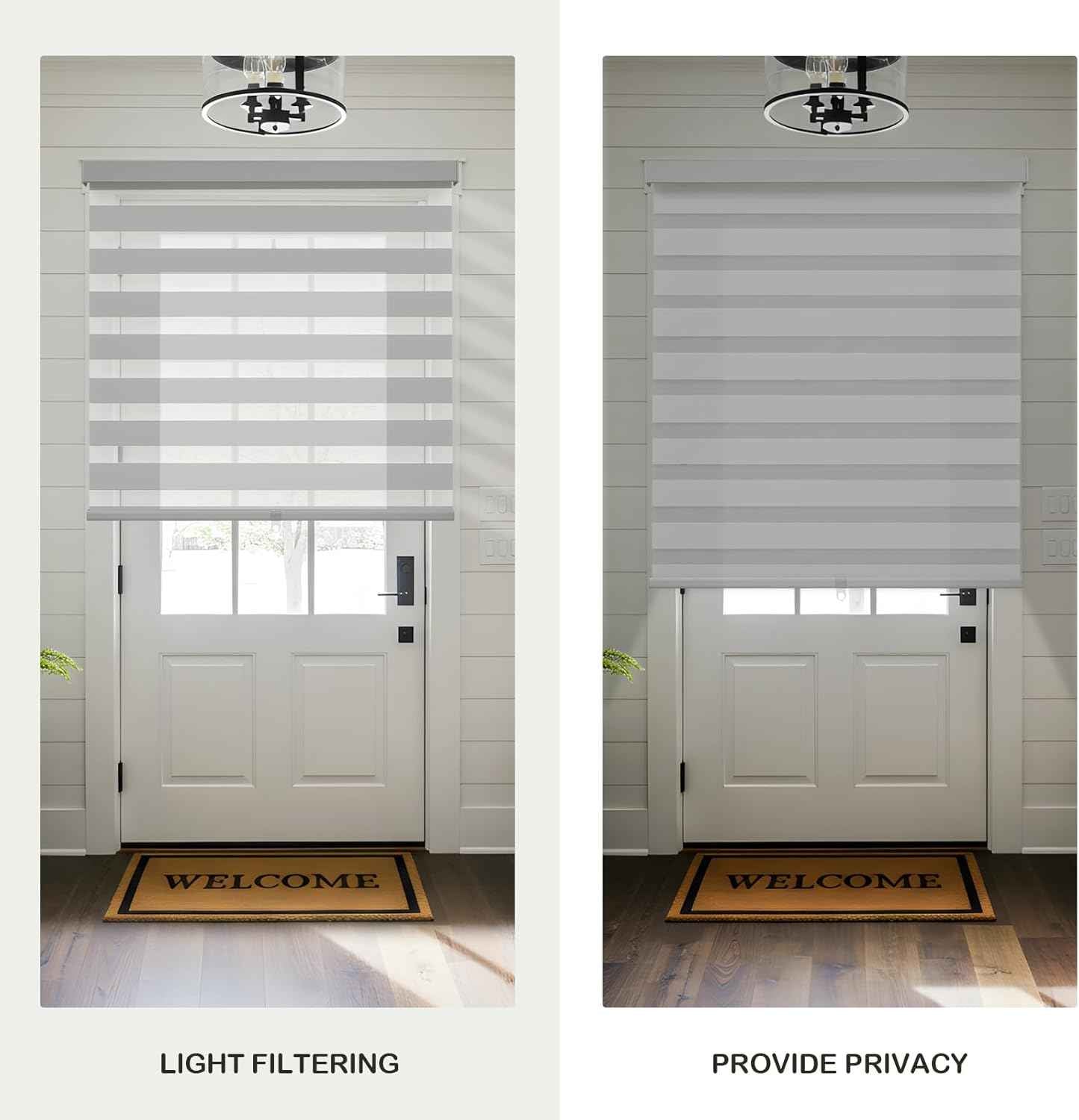 Cordless Zebra Blinds for Windows,Free-Stop Roller Zebra Shades,Light Filtering Blinds for Indoor Windows with Upgraded Cassette,Pull Down Privacy Window Shades for Home (31" W x 72" H, Grey)
