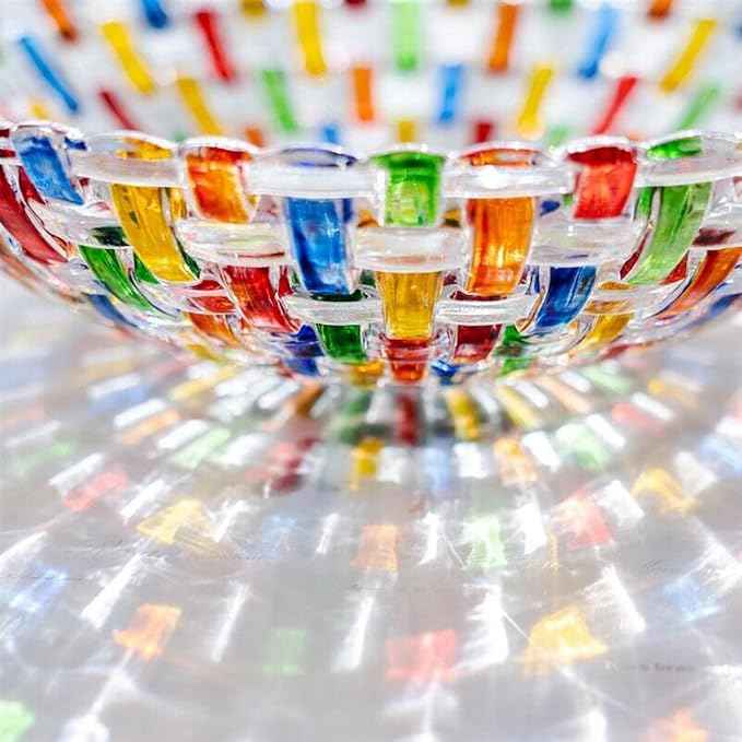 MAGCOLOR Hand Painted Colorful Woven Glass Crystal Salad & Fruit Bowl Decoration,Centerpiece For Home,Office,Wedding Decor, Fruit, Snack, Dessert, Server