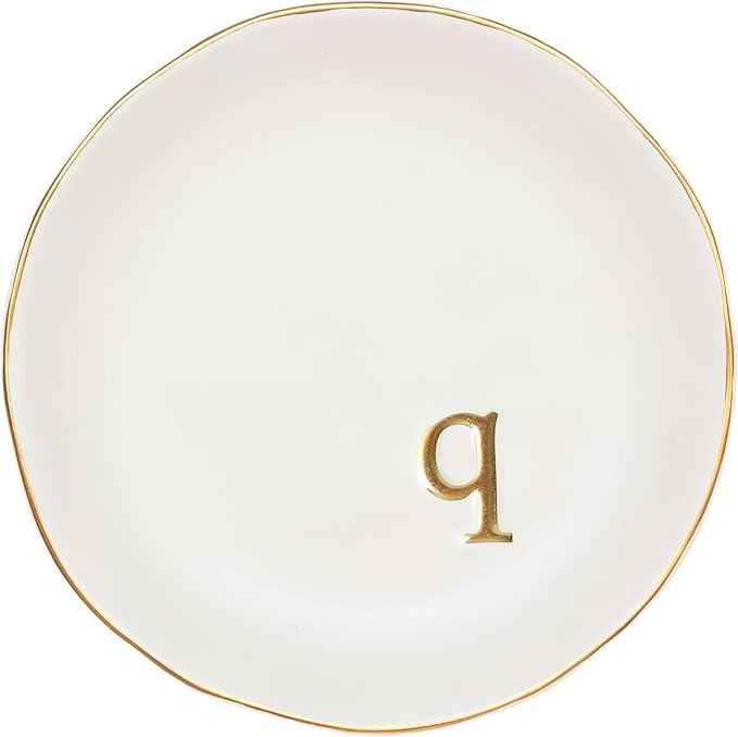 COLLECTIVE HOME - Ceramic Jewelry Tray, Decorative Trinket Dish for Rings Earrings Necklaces Bracelet Watch Keys, Birthday Mother's Day Christmas Gift for Women, 4.75", White Surface (Q)