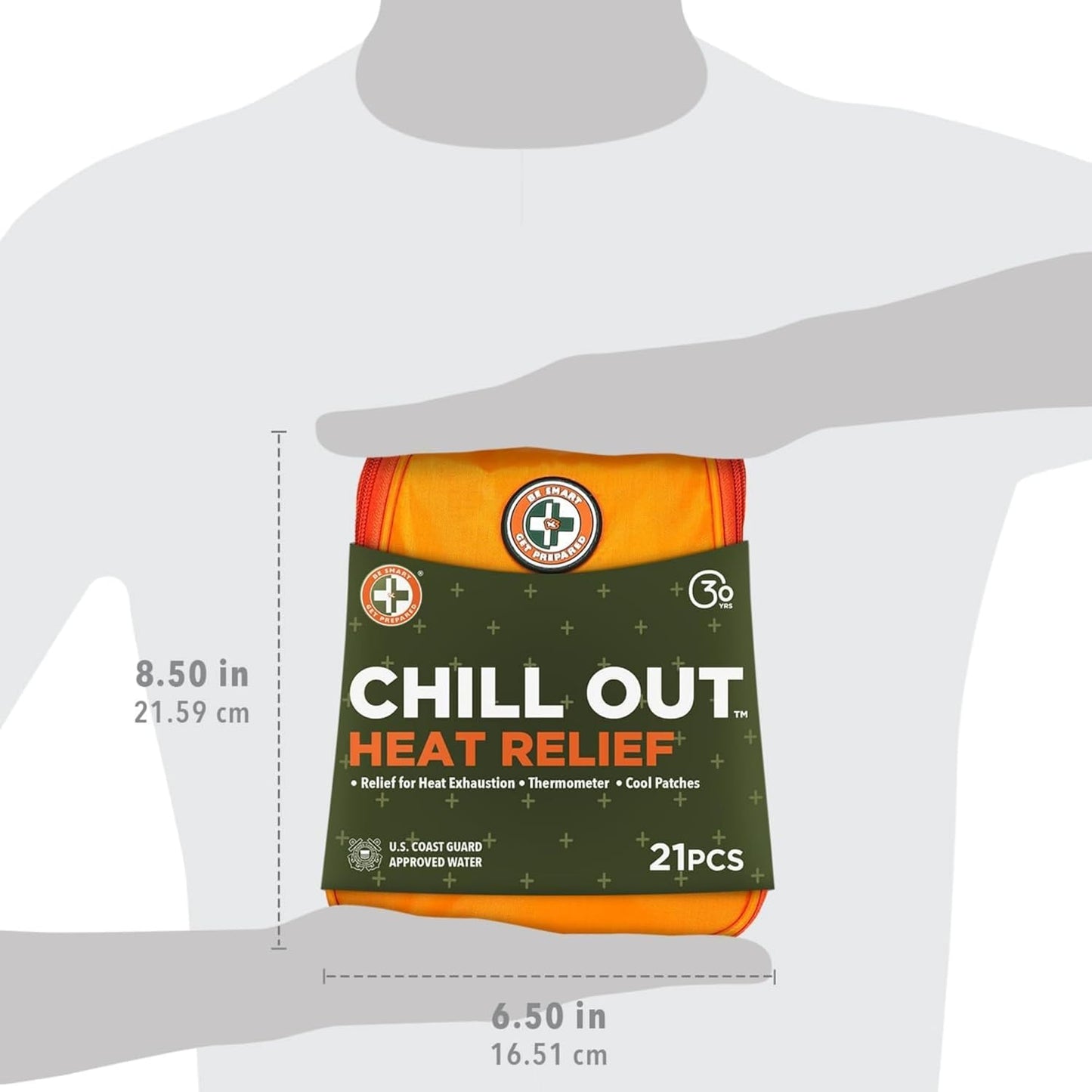 Be Smart Get Prepared Chill Out Heat Relief Kit - 21 Pieces - Designed for Camping, Hiking, Sports, Outdoor & Physical Activities - Compact & Portable