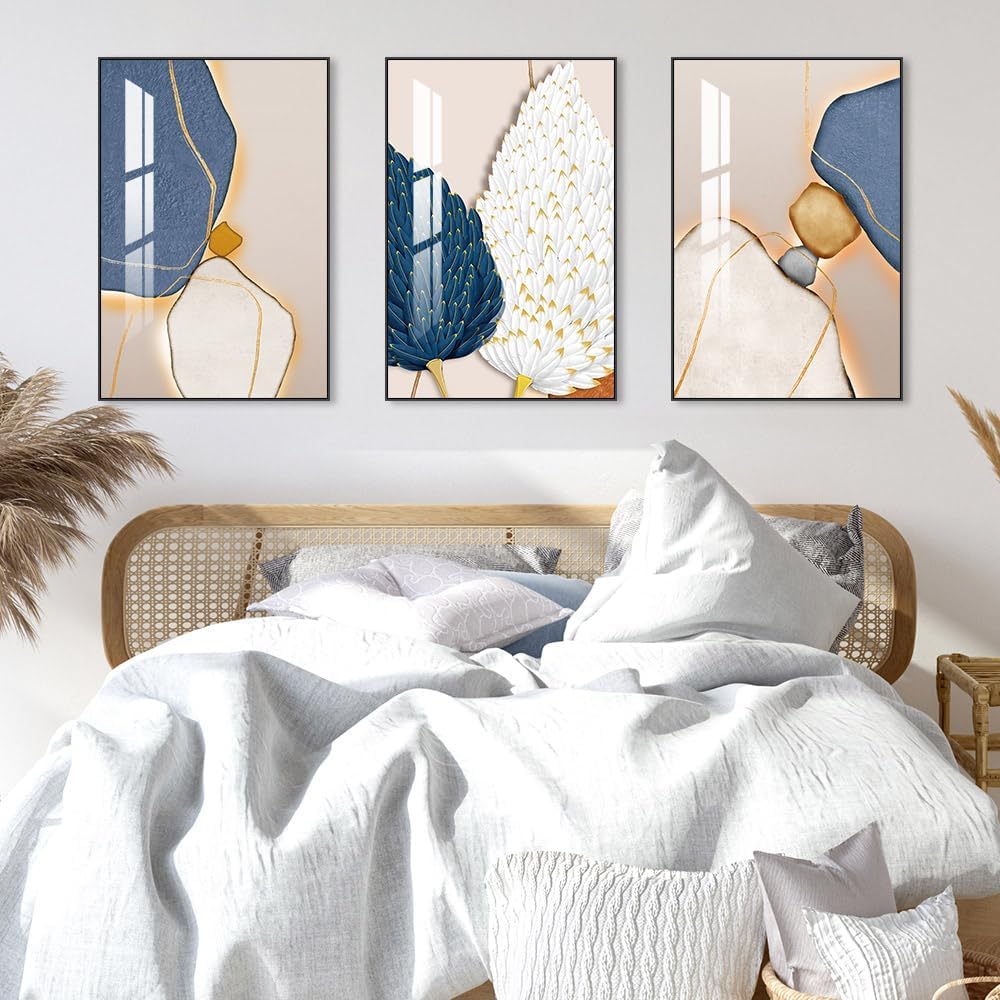 Wall Art Set of 3 Frames Canvas Wall art Decor Abstract Minimalism Natural Style Art Mural Posters & Prints, large Size Wall Art Aesthetics Living room Bedroom Kitchen Office (32 "X 24" X 3 pieces)