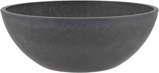 PSW Pot Collection M30DC 12-inch Plastic/Stone/Wood Composite Low Bowl Planter – No Drainage Hole (Drillable), Shallow Indoor/Outer Pot for Succulents, Bonsai, Fairy Gardens, Herbs, Dark Charcoal