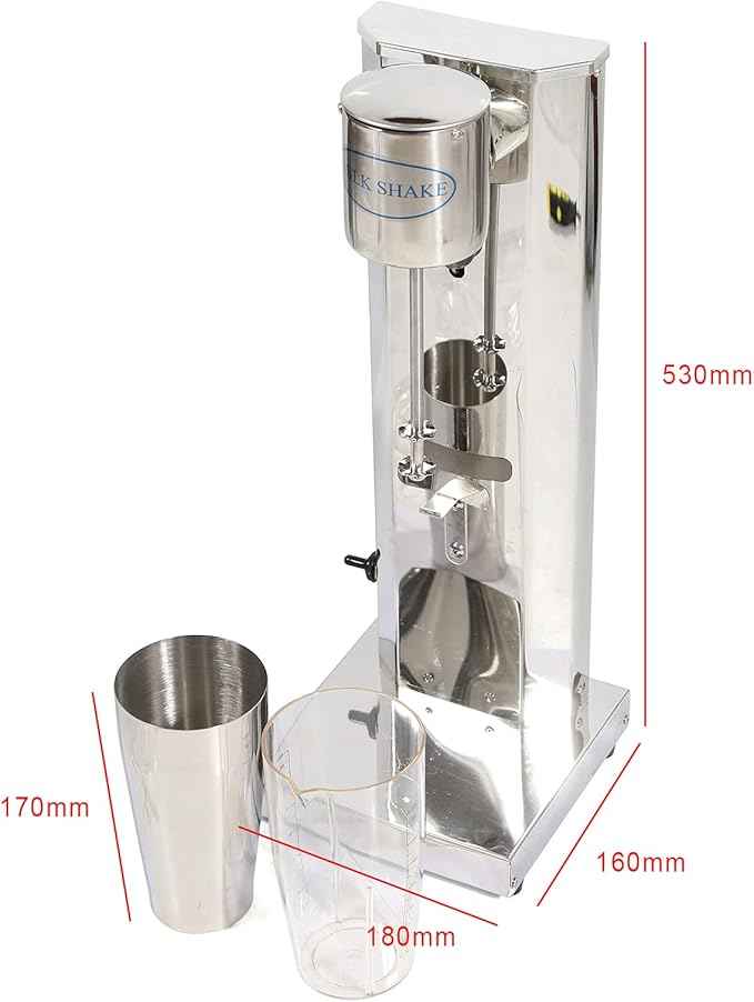 Electric Milkshake Maker, Ice Cream Mixer Machines, 110V Commercial Drink Smoothie Blender for Coffee Shops, Tea Stores to Making Fruit Tea, Coffee, Stirred Drinks (1 Head with Cup 650ml)