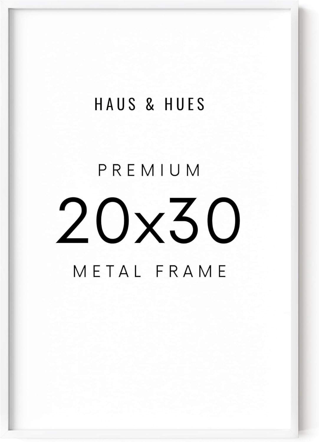HAUS AND HUES 20x30 White Picture Frame - White 20x30 Frame Aluminum, Vertical & Horizontal Hanging, Shatterproof Plexiglass - Ideal for Home, Room, Office Decor (20x30 in, White)