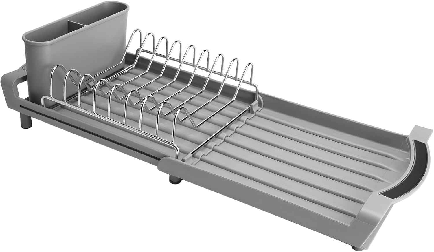 Dish Drying Rack - A Compact, Space-Saving Stainless Steel Rust-Resistant Dish Drainer Specifically Designed for Kitchen and Apartment Countertops/Sink Cabinets,11.42 to 19.9 Inches (Gray2)