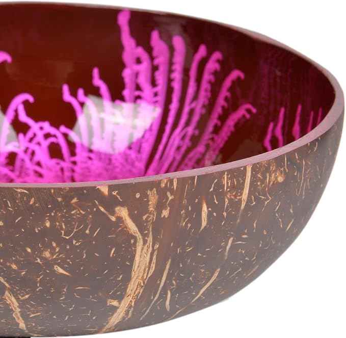 ChezMax Natural Coconut Bowl Mother of Pearl Inlaid Shell Bowls Key Bowl for Entryway Table Candy Container Nuts Holder Fruits & Dry Snack Storage Bowl Round Handcrafted Bowl for Decoration