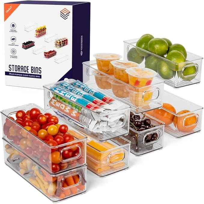 ClearSpace Plastic Pantry Organization and Food Storage Bin – Great Kitchen Organization and Kitchen Storage – Fridge Organizer Bins– 8 Pack