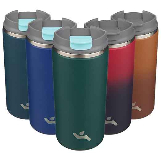 Konokyo Tumbler with Lid, 12 oz Travel Coffee Mug Double Wall Vacuum Stainless Steel Thermal Metal Cup Insulated Water Bottle,Dark Green