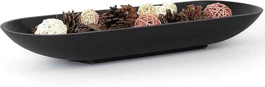 Enhanced Long Large Decorative Bowl for Home Decor - Long Dough Bowl for Table Centerpieces 17.72"W x 2.24"H - Black Minimalist Design Dough Decor Bowl for Coffee Table, Dining Table Centerpiece