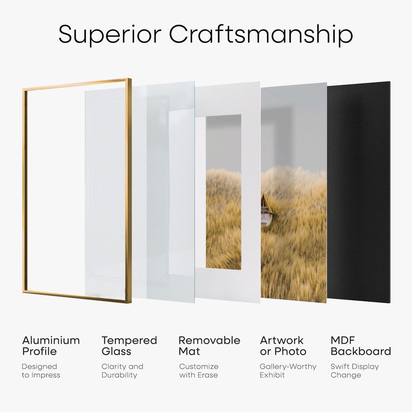 Homeforia 11x11 Picture Frame Brass, High End Metal 11 by 11 Square Bronze Frames with Mat 9 x 9 Photo, 11by11 Poster Frame Matted to 9x9 Print, Wall Hanging Frames, Tempered Glass, Wall Kit, Set of 1